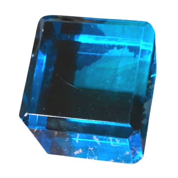 2 Paperweights Millefiori Glass Round Square Blue Crystal Apx. 2" - Picture 3 of 15